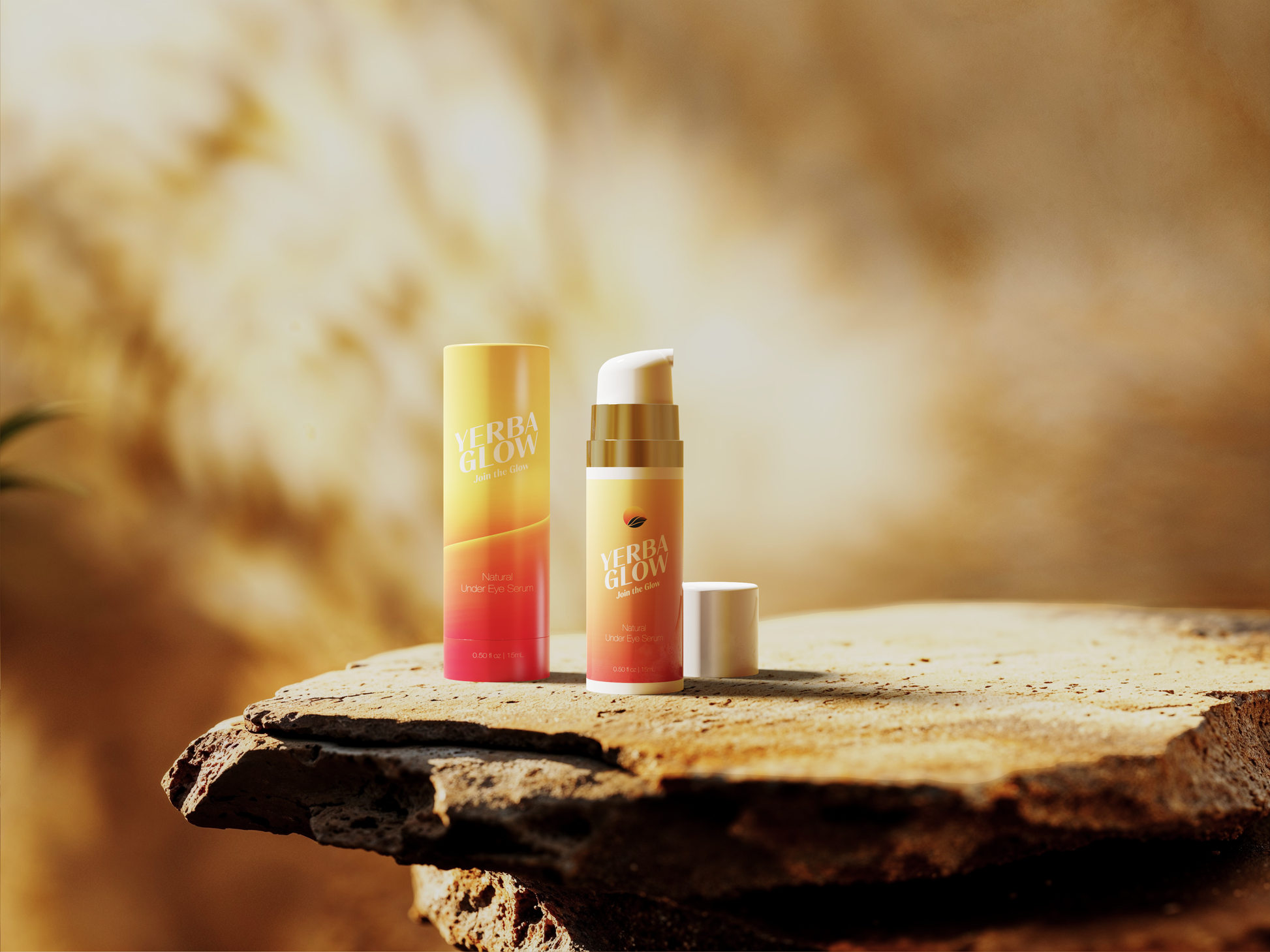 Yerba Glow Under Eye Serum showing outer cannister and dispenser 